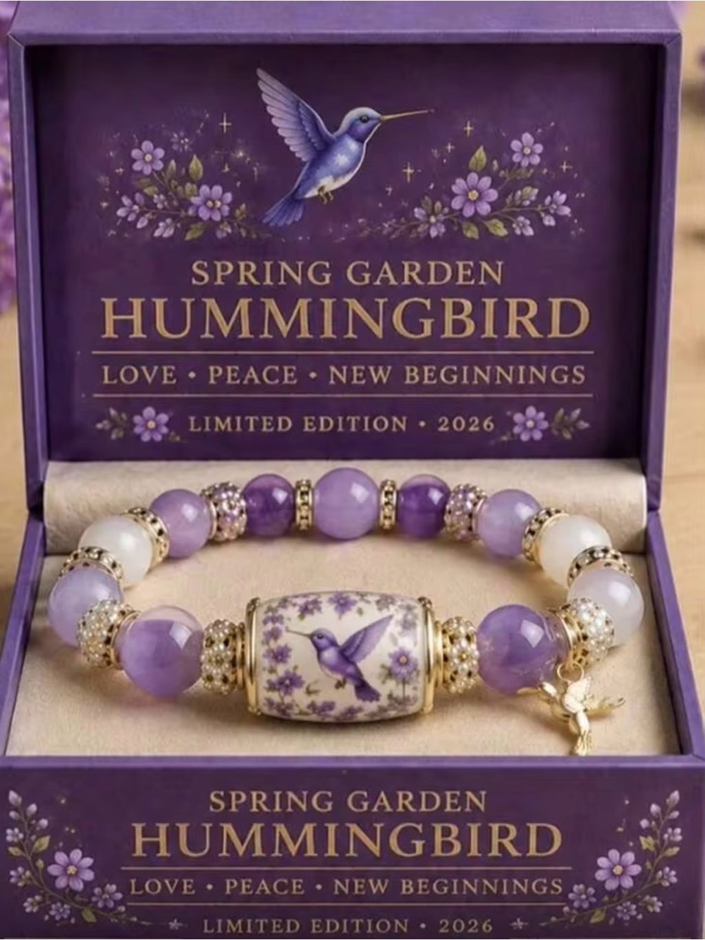 Hummingbird Bracelet, Purple, New